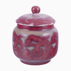 Lidded Stoneware Jar with Wine Red Glaze by Edgar Böckman for Höganäs, 1940s