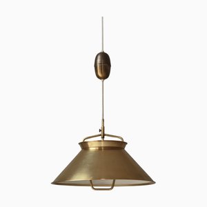 Dänische Moderne JH-1 Hängelampe aus Messing, Hans J Wegner zugeschrieben für Johannes Hansen, 1940er
