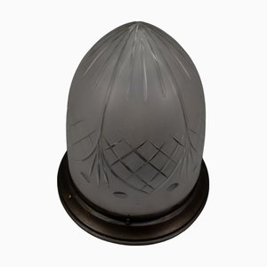 Lampada da incasso Art Nouveau in metallo e vetro bianco, Francia, anni '20