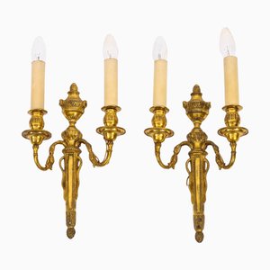Antique French Neo-Classical Ormolu Wall Lights, 1800s, Set of 2