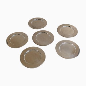 Large Vintage Silver-Plated Underplates or Plates, Italy, 1970s, Set of 6