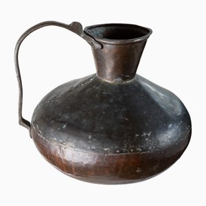 Großer Antiker Handgehämmerter Krug aus Kupfer & Bronze, Italien, 1700er