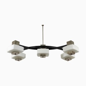 Mid-Century Metal and Glass Pendant Lamp by E. Monesi for Arredoluce, Italy, 1960s