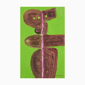 Leopold Falkowski, Abstract Figure, 1970s, Oil/Mixed Media on Board