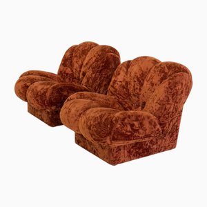 Vintage Italian Space Age Armchair in Orange Velvet, 1970s