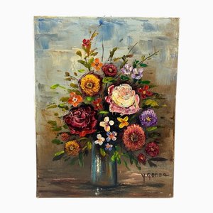 Yves Gonec, Country Bouquet, Mid-Century, óleo sobre lienzo