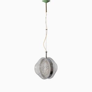 Lampe à Suspension en Verre de Murano et Laiton, Italie, 1960s