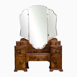 Art Deco Walnut and Walnut Veneer Dressing Table, 1930s