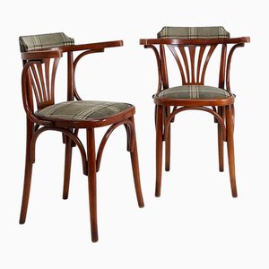 Curved Wooden Palmette Armchairs from Hilma, Belgium, Set of 2