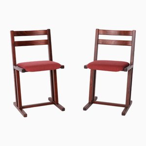 Mid-Century German Dining Chairs with Beechwood Frame & Cherry Red Upholstery from Casala, 1960s, Set of 2
