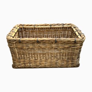 French Wicker Storage Basket, 1940s