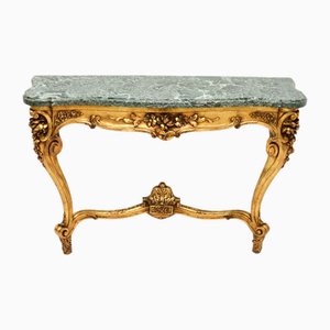 Antique French Gilt Wood and Marble Top Console Table, 1890