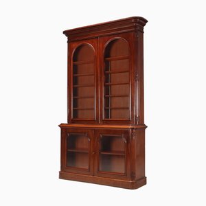 Librería inglesa de caoba y vidrio