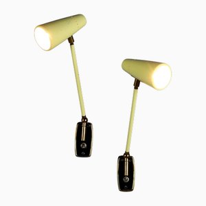 Lámparas de pared vintage de metal lacado de Stilnovo, años 50. Juego de 2