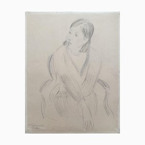 Constantin Tereshkovitch, Junge Frau, Original Bleistiftzeichnung