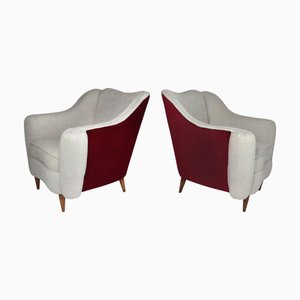 Italienischer Stuhl aus Leinen & Samt von Gio Ponti, 1950er