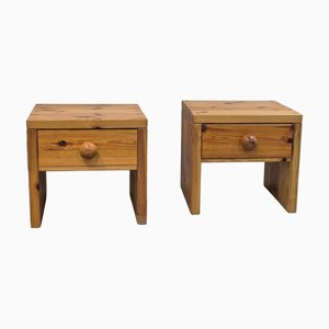 Swedish Bedside Tables in Pine, 1970s, Set of 2