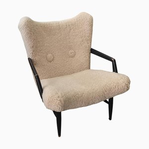 Swedish Modern Easy Chair in Sheepskin from Svante Skogh, 1890s
