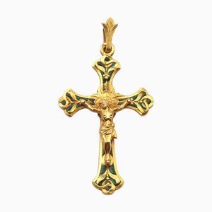 Emaillierte Jugendstil Kreuz Anhänger