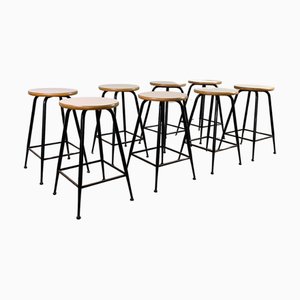 Vintage Stools in Metal, Wood and Formica, Italy, 1960s, Set of 8