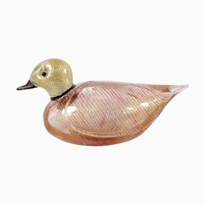 Canard à Lèvres Mid-Century en Verre de Murano avec Feuille d'Or, Italie, 1989