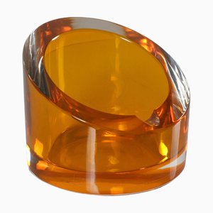 Mid-Century Modern Italian Amber Murano Glass Ashtray, 1970s