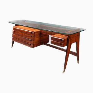 Wood and Brass Desk by Vittorio Dassi, 1950s