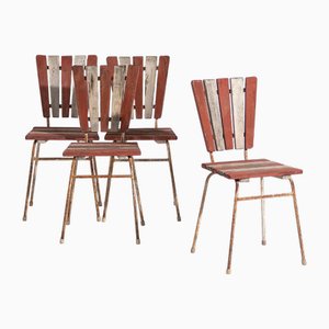 Vintage Red Garden Chairs, 1920, Set of 4