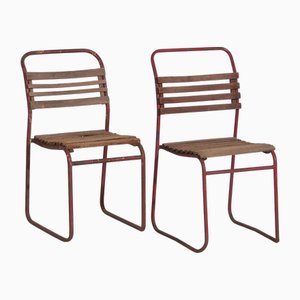 Set of Vintage Red Garden Chairs, 1920, Set of 2