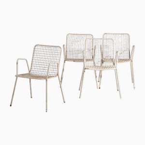 Sedie da esterno vintage con braccioli, 1920, set di 4