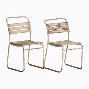 Vintage White Garden Chairs, 1920, Set of 4