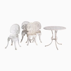 Art Nouveau Garden Table and Chairs Set, 1950, Set of 5