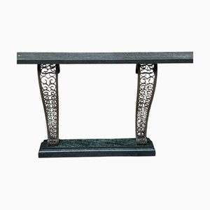 Vintage Marble Console Table in Wrought Iron, 1920s