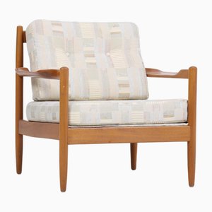 Mid-Century Armchair in Beige Brown Upholstery, 1970s
