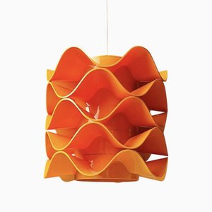Plafonnier Space Age en Plastique Orange par Ask, Danemark 1970s de Ask Belysninger