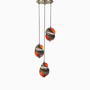 Plafonnier Vintage avec Trois Lumières de Lune Space Age par Henri Mathieu pour Lyfa, Danemark, 1970s