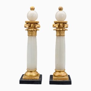 Colonne neoclassiche in alabastro e legno dorato, inizio XIX secolo, 1810, set di 2