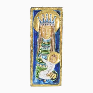Glasiertes Keramik-Flachrelief mit Darstellung der Geburt Christi von San Polo Venice, 1950er