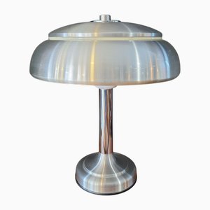Large Table Lamp in Aluminum and Enameled Metal, Italy, 1970s