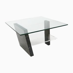 Italienischer Mid-Century Moderner Couchtisch aus Marmor & Glas, 1970er