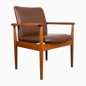Danish Teak and Leather Armchair by Finn Juhl for Cado, 1960s