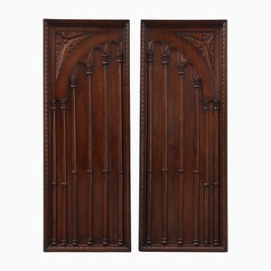 Large Carved Portuguese Oak Wall Panels, 1850s, Set of 2
