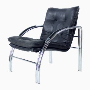 Poltrona Mid-Century moderna in metallo cromato di Viliam Chlebo per Kodreta, anni '80