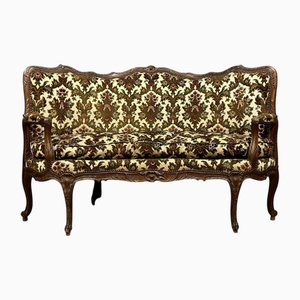 19th Century Louis XV Corner Bench / Chateuse in Carved Wood