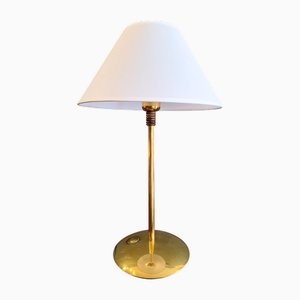 Brass and Wood Table Lamp, Italy, 1970s