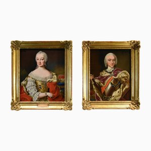 Martin Van Meytens, Portraits of Maria Theresa of Habsburg & Francis I of Lorraine, 1740, Oil on Canvases, Framed, Set of 2