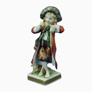 20th Century Porcelain Figurine of Child with Fruit from Unterweißbach, Germany