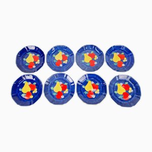 Vintage Chinese Hand-Painted Porcelain Fruit Plates, 1950s, Set of 8