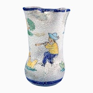 20th Century Acid-Treated Majolicated Ceramic Vase from Vincenzo Procida, Vietri, Italy, 1920s