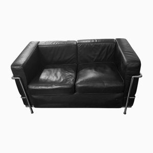 2-Sitzer Ledersofa im Stil von Le Corbusier